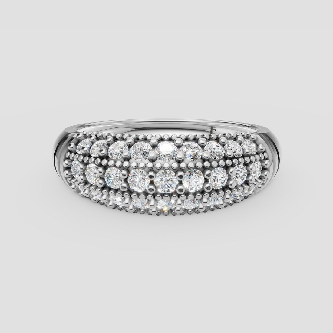 Leo Domed Pave Band in White Gold