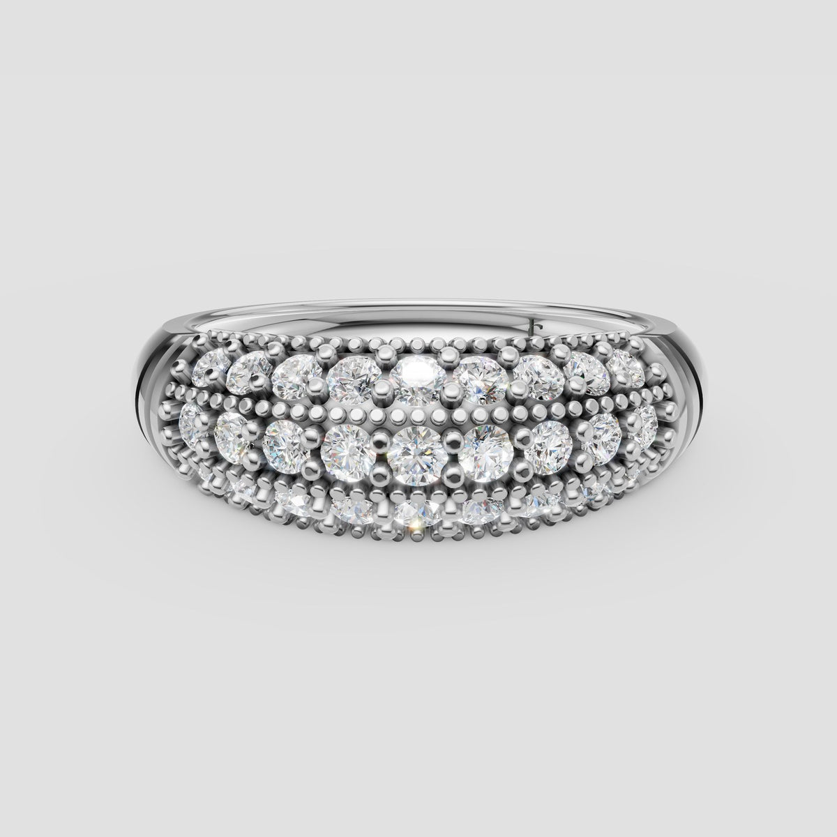 Leo Domed Pave Band in White Gold