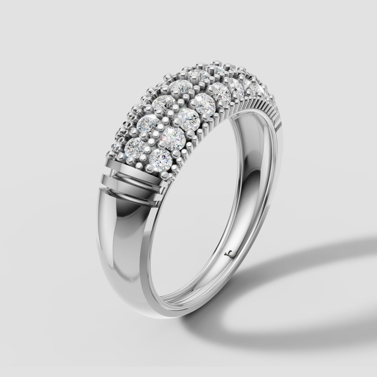 Leo Domed Pave Band in White Gold