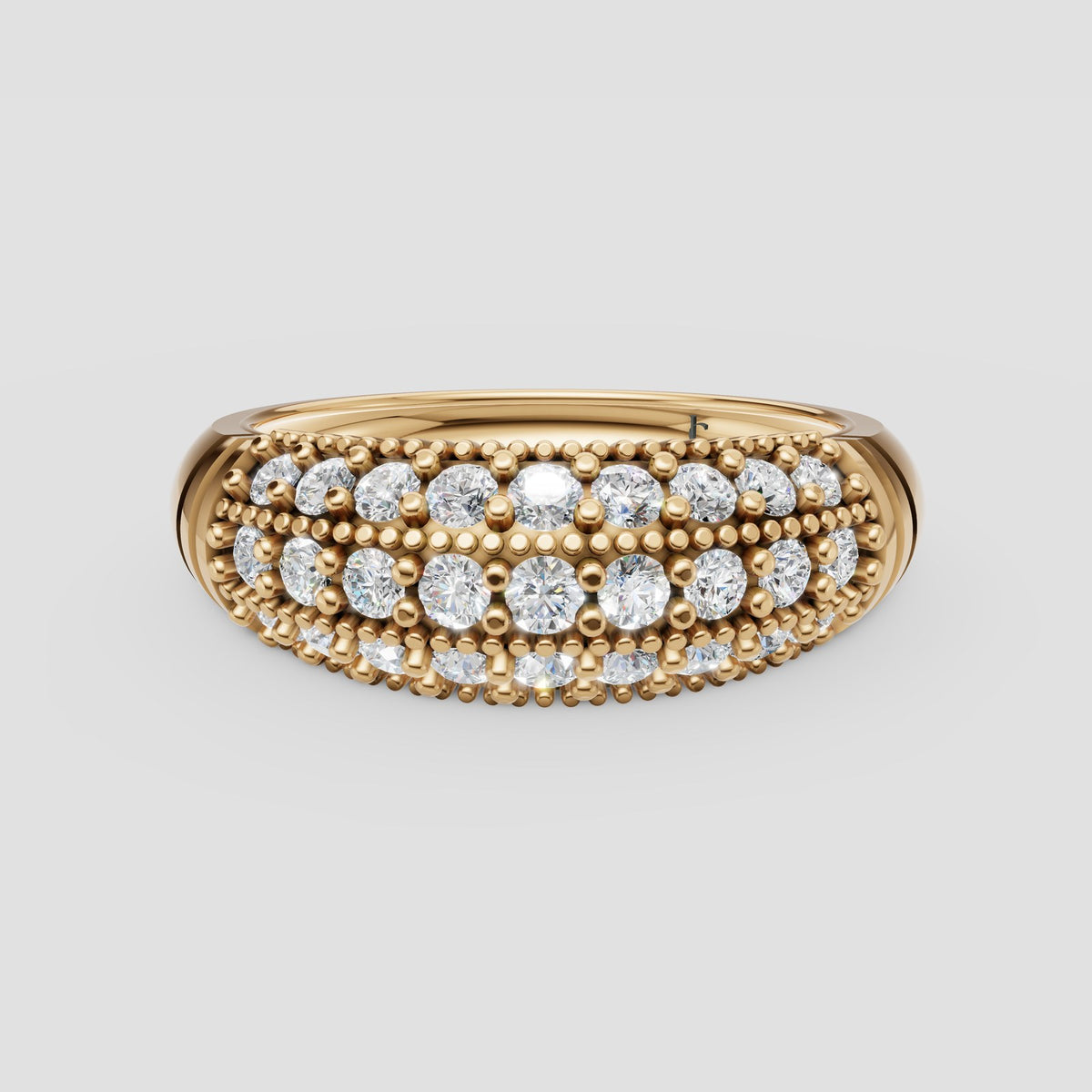 Leo Domed Pave Band in Yellow Gold