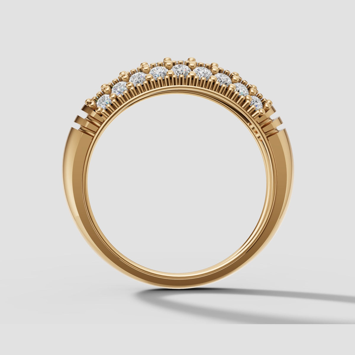 Leo Domed Pave Band in Yellow Gold