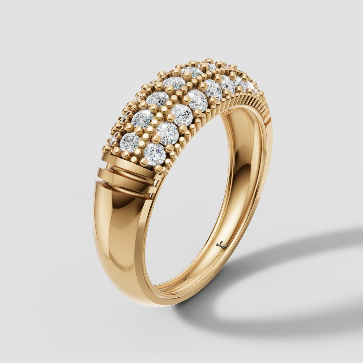 Leo Domed Pave Band in Yellow Gold