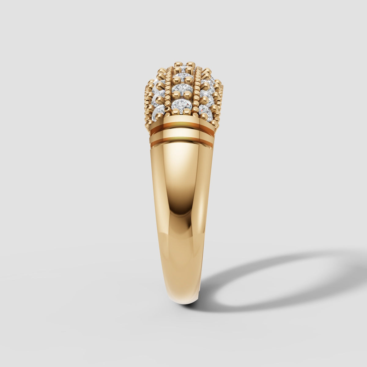 Leo Domed Pave Band in Yellow Gold