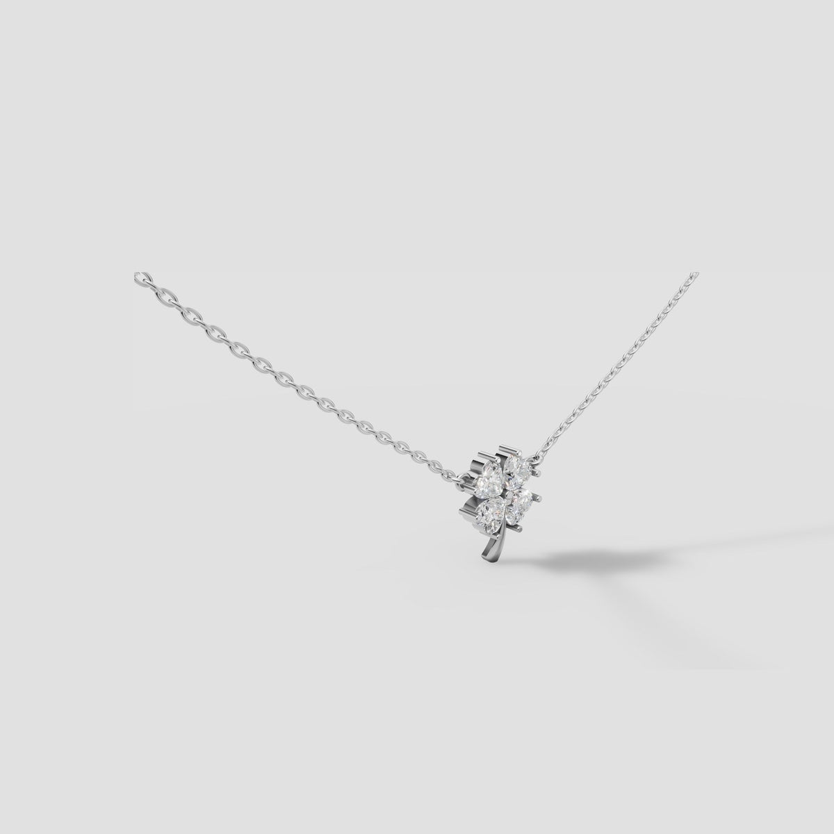 Lucky Clover Pendant in White Gold