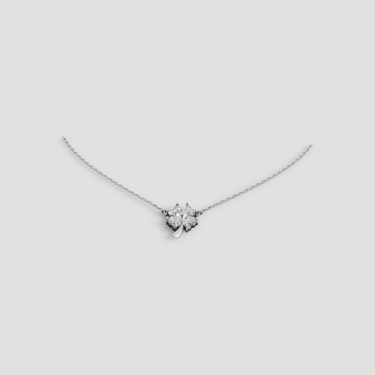 Lucky Clover Pendant in White Gold