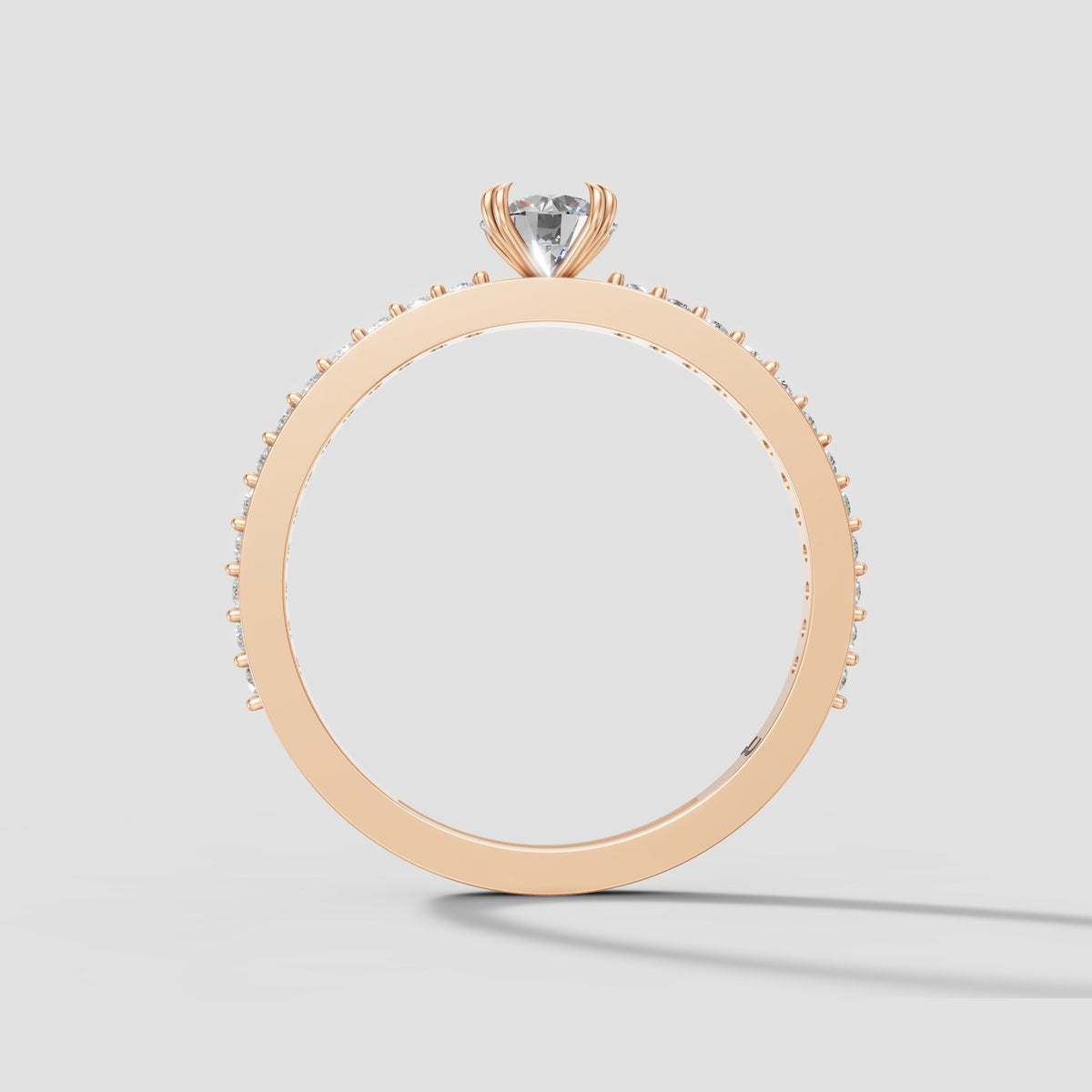 Lumi Petite Pave Solitaire in Rose Gold