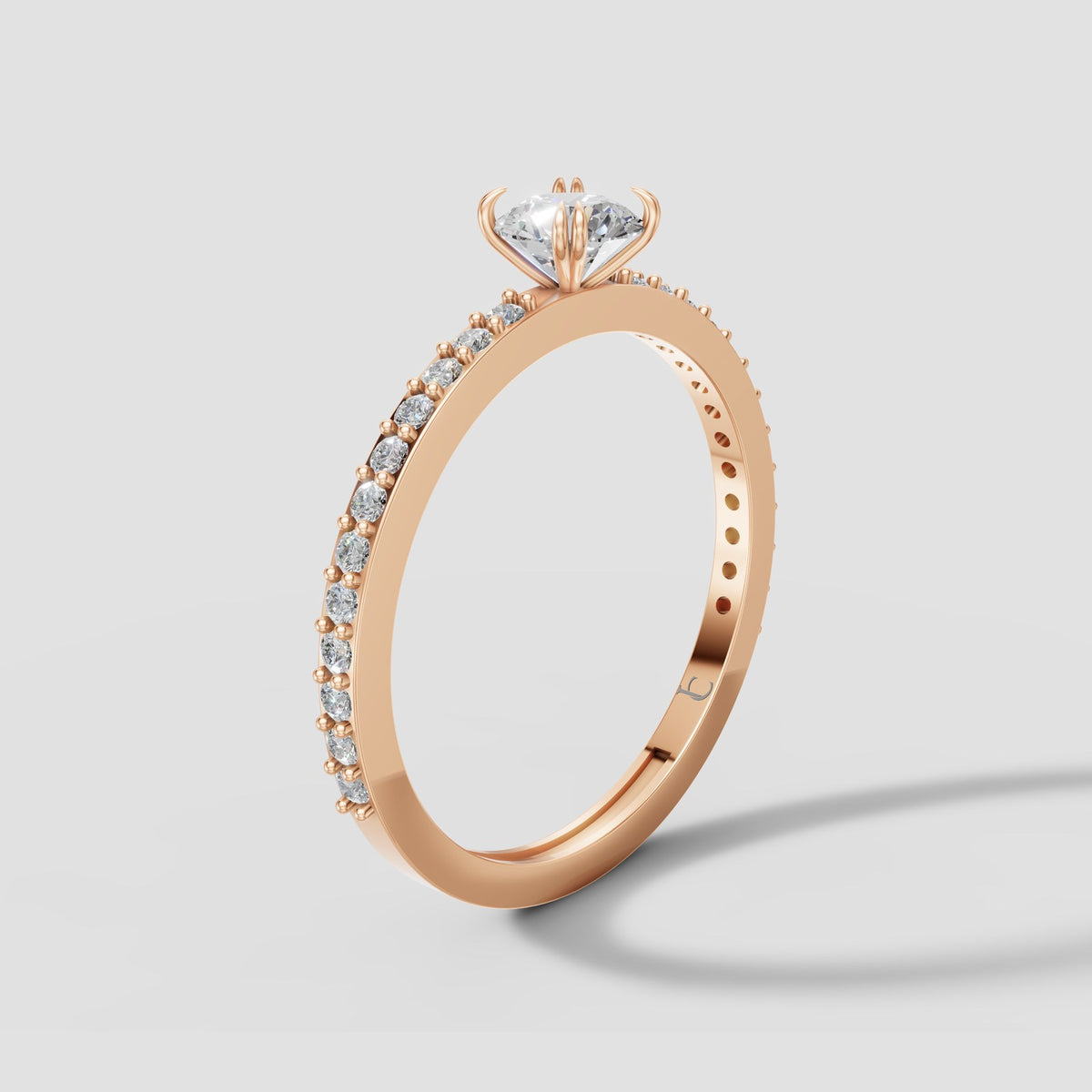Lumi Petite Pave Solitaire in Rose Gold