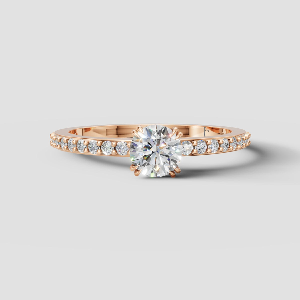 Lumi Petite Pave Solitaire in Rose Gold