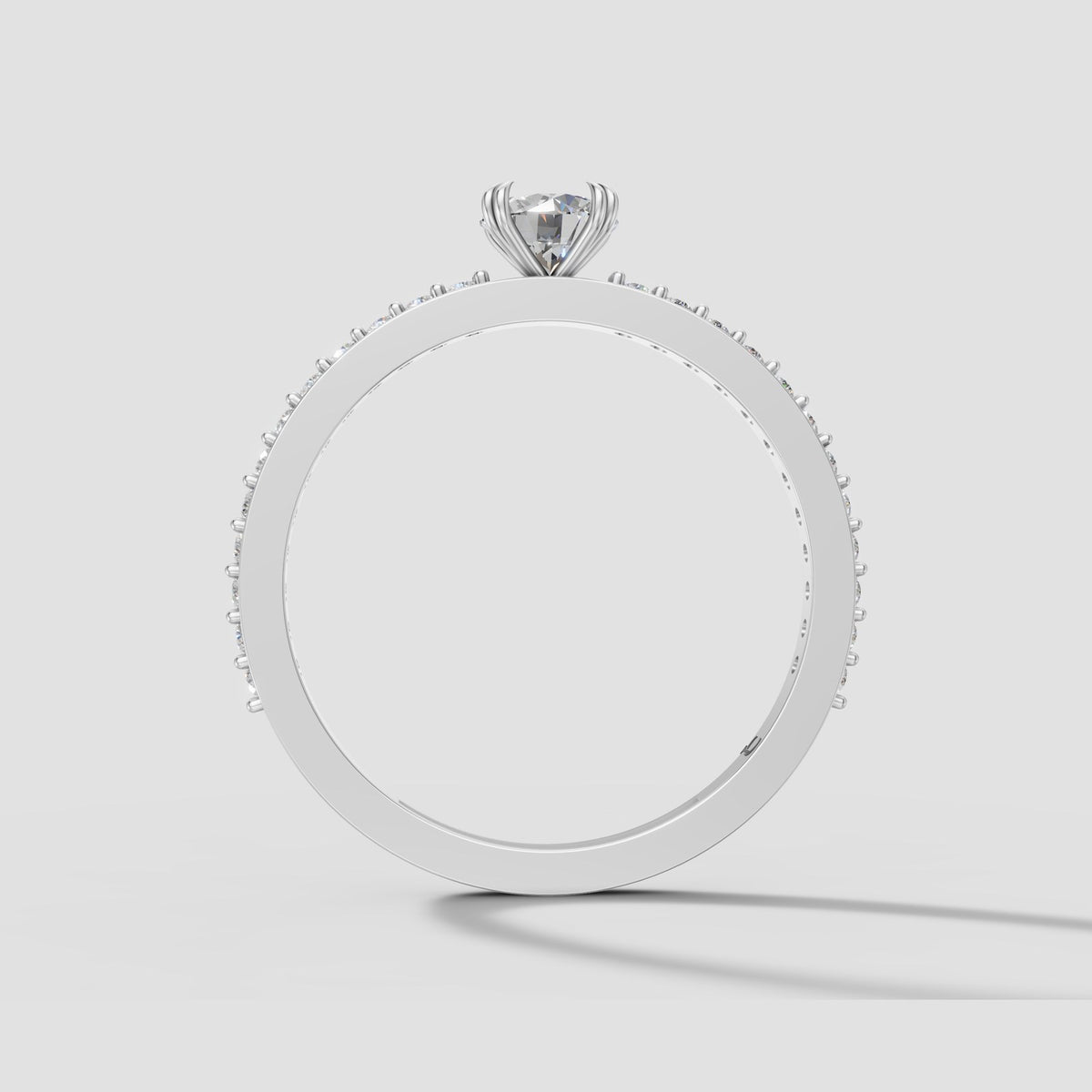 Lumi Petite Pave Solitaire in White Gold