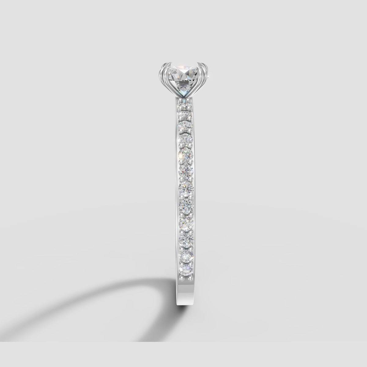 Lumi Petite Pave Solitaire in White Gold
