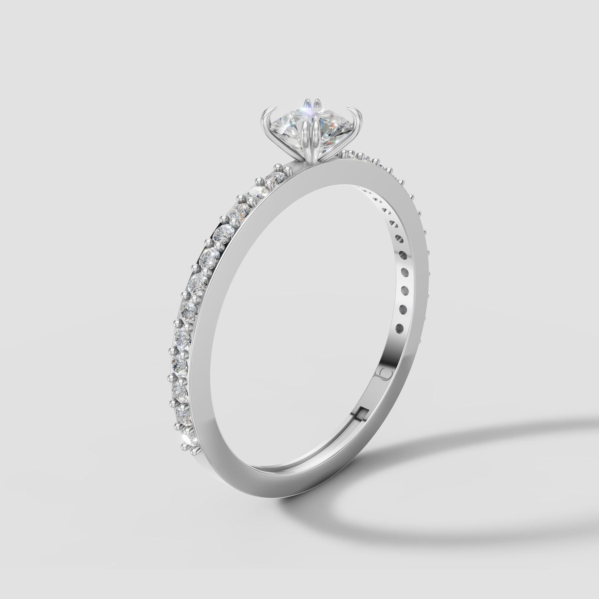 Lumi Petite Pave Solitaire in White Gold