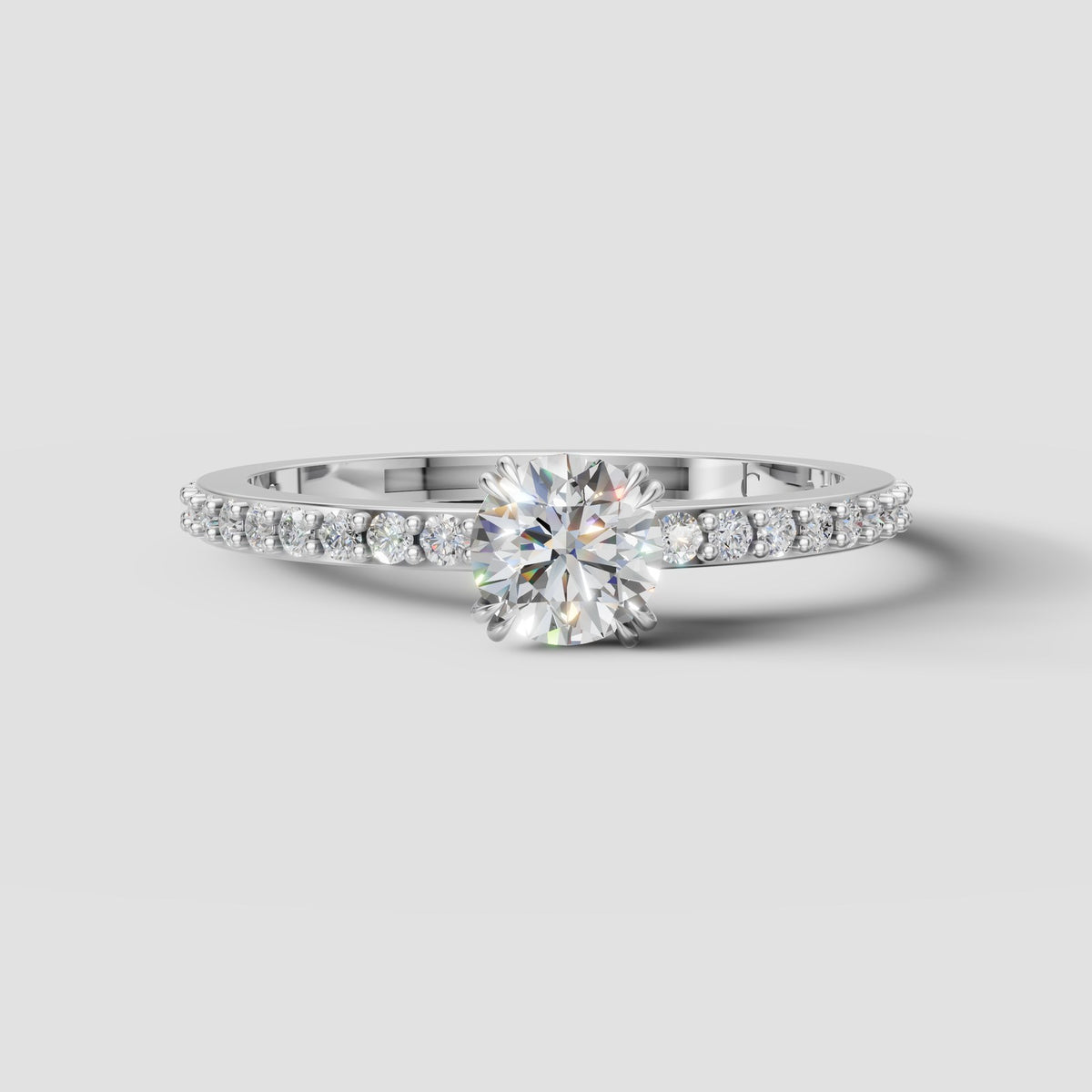 Lumi Petite Pave Solitaire in White Gold