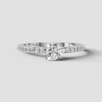 Lumi Petite Pave Solitaire in White Gold