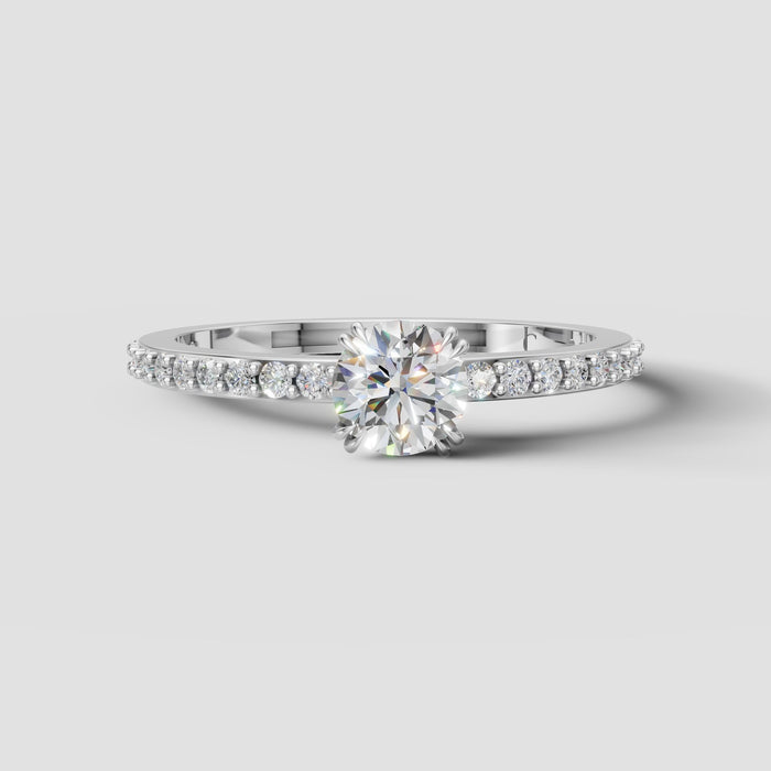 Lumi Petite Pave Solitaire in White Gold