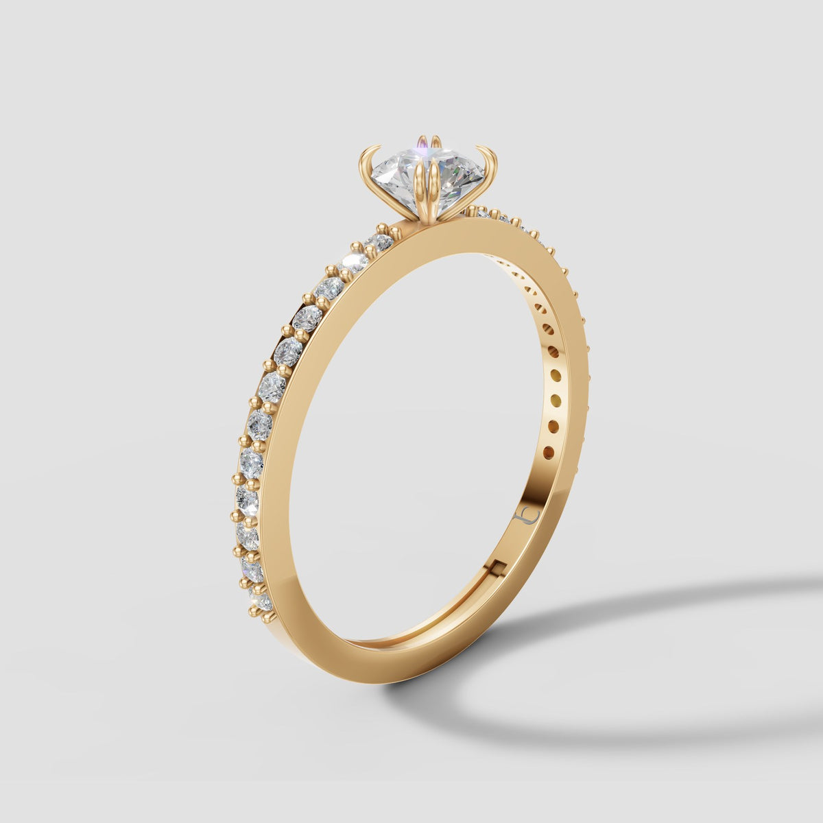 Lumi Petite Pave Solitaire in Yellow Gold