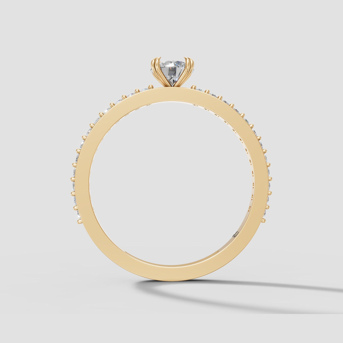 Lumi Petite Pave Solitaire in Yellow Gold