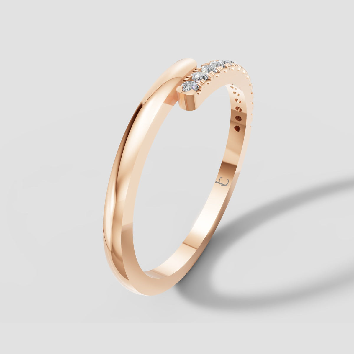 Luna Open Pave Band in Rose Gold