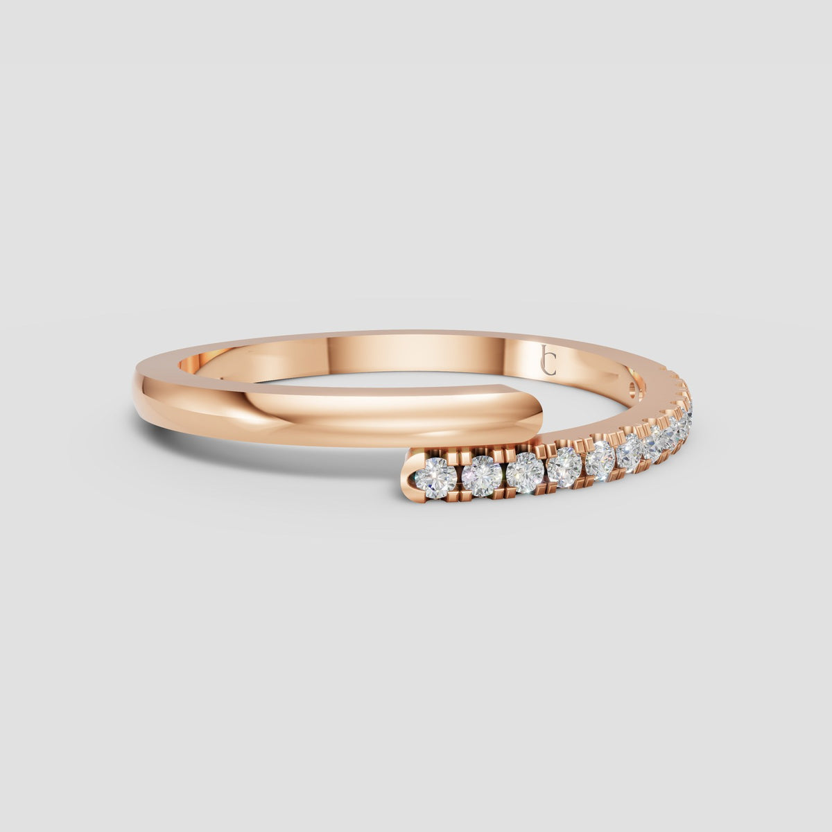 Luna Open Pave Band in Rose Gold