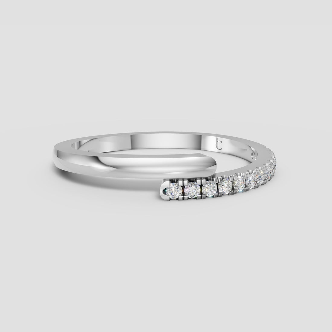 Luna Open Pave Band in White Gold