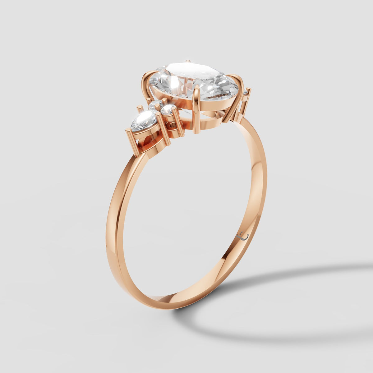 Lyra Oval Cluster Ring in Rose Gold