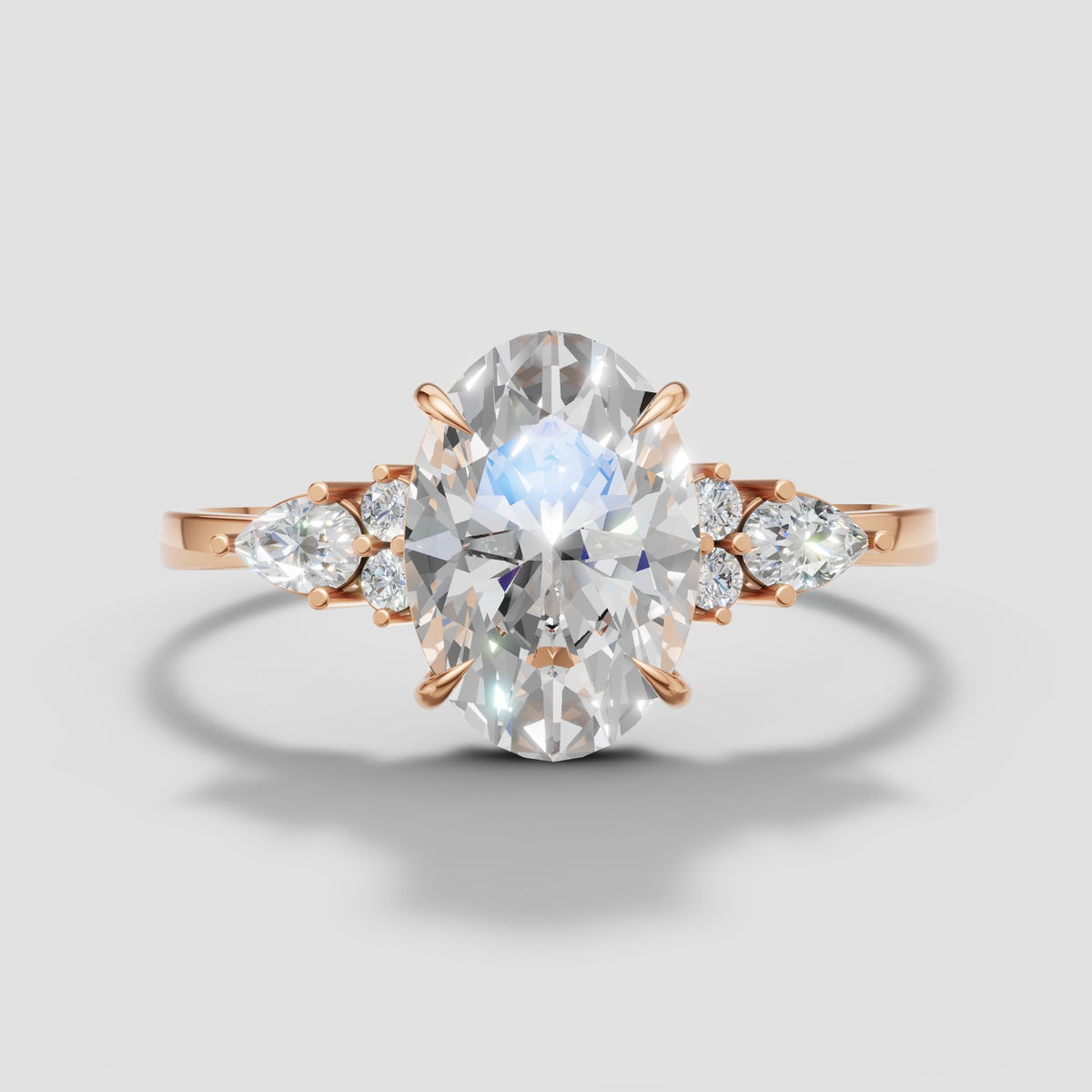 Lyra Oval Cluster Ring in Rose Gold