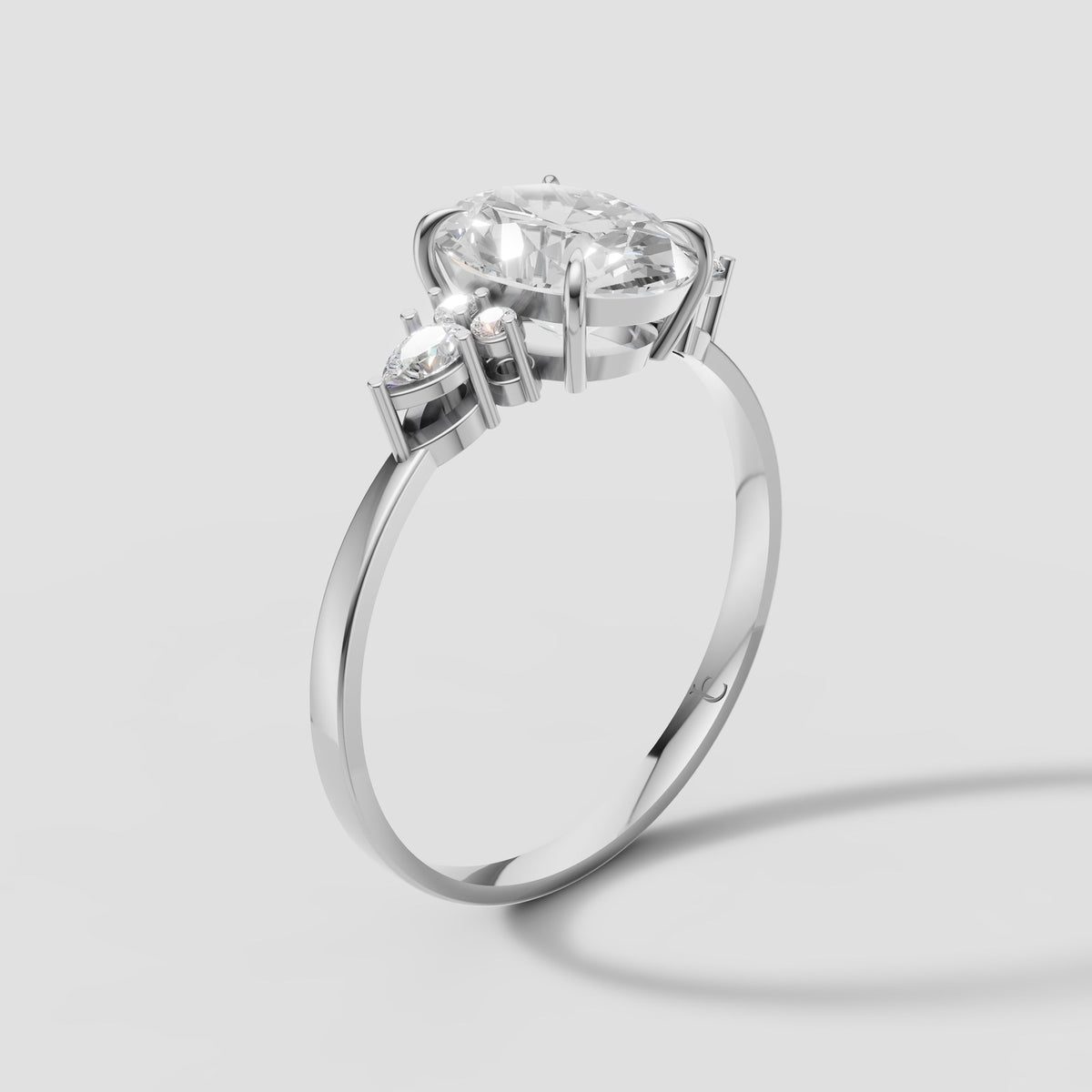 Lyra Oval Cluster Ring in White Gold