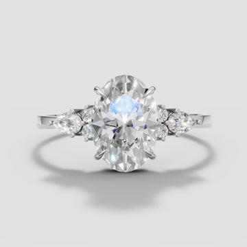 Lyra Oval Cluster Ring in White Gold