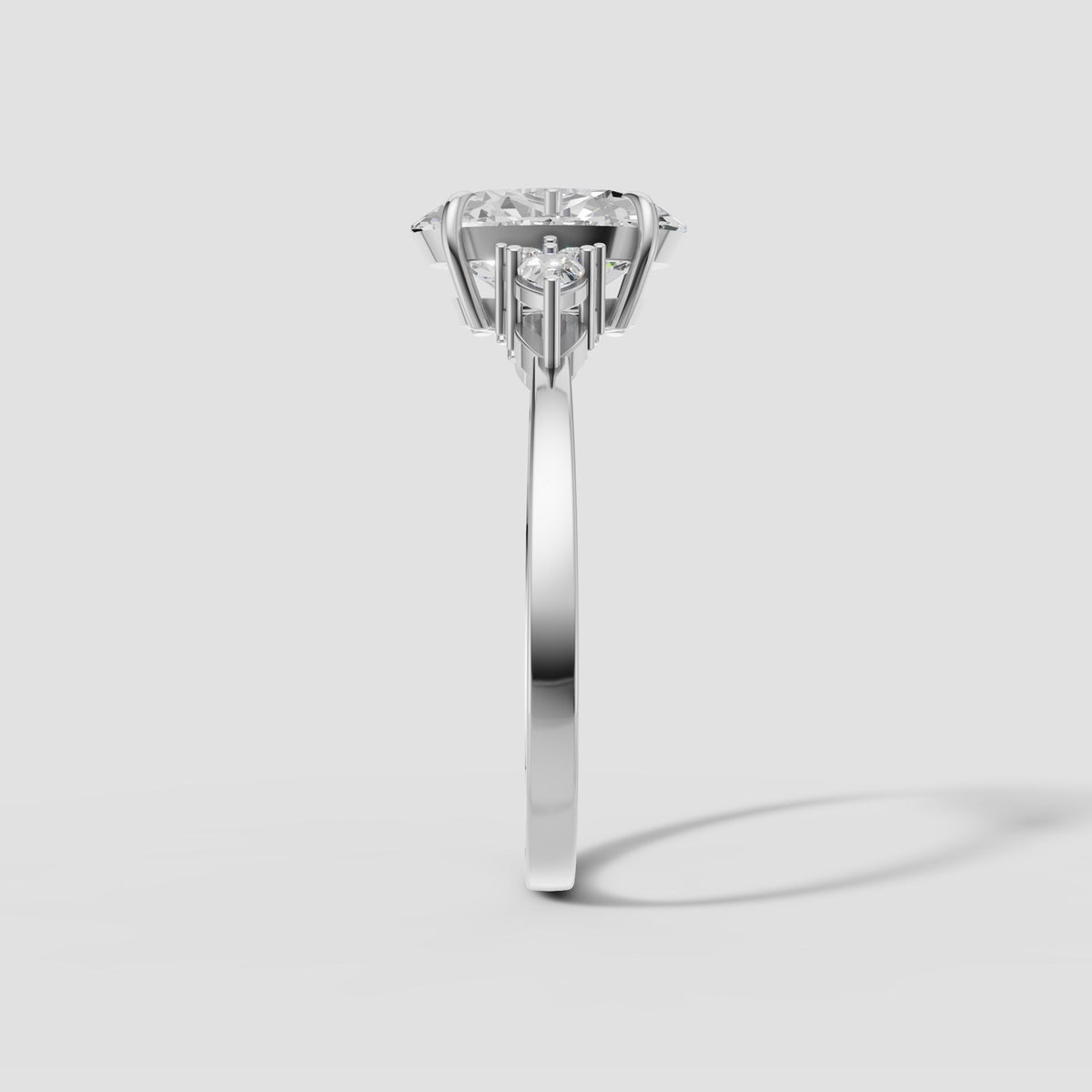 Lyra Oval Cluster Ring in White Gold