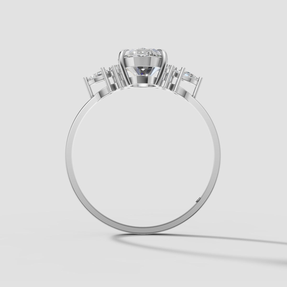 Lyra Oval Cluster Ring in White Gold