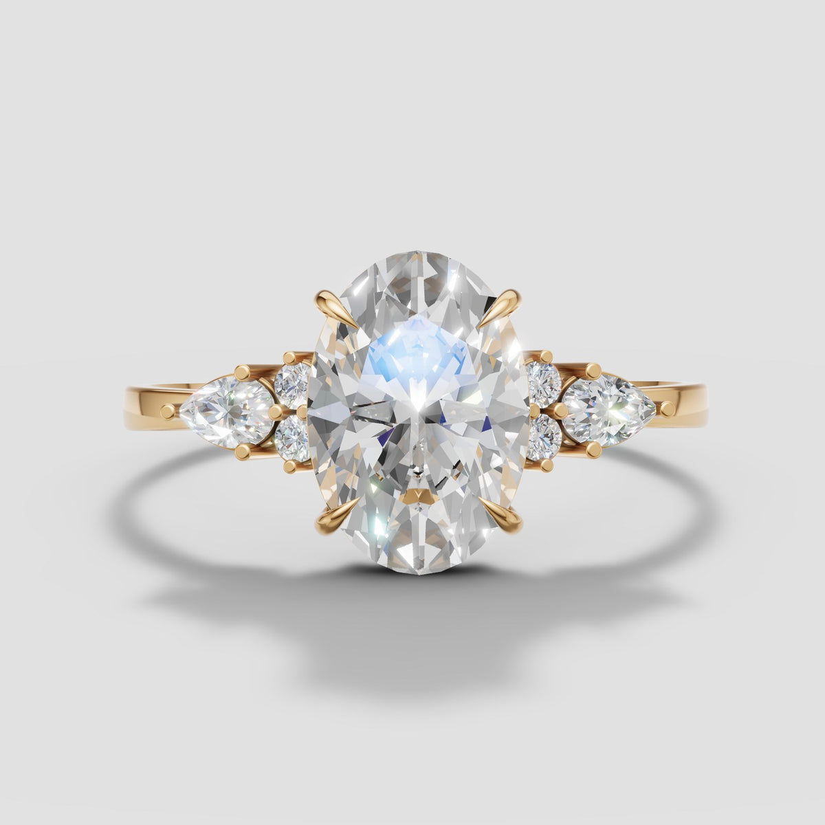 Lyra Oval Cluster Ring in Yellow Gold