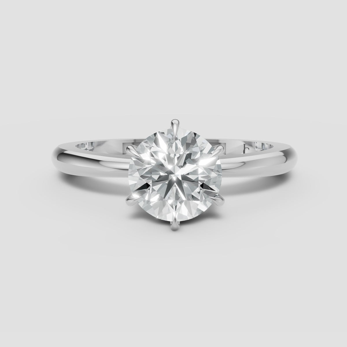 Maren Round Solitaire in White Gold
