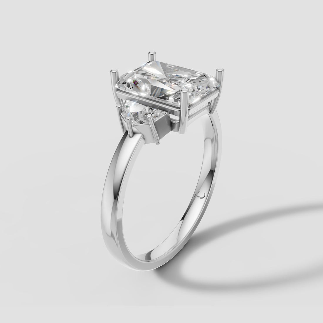 Margot Radiant Three Stone in White Gold