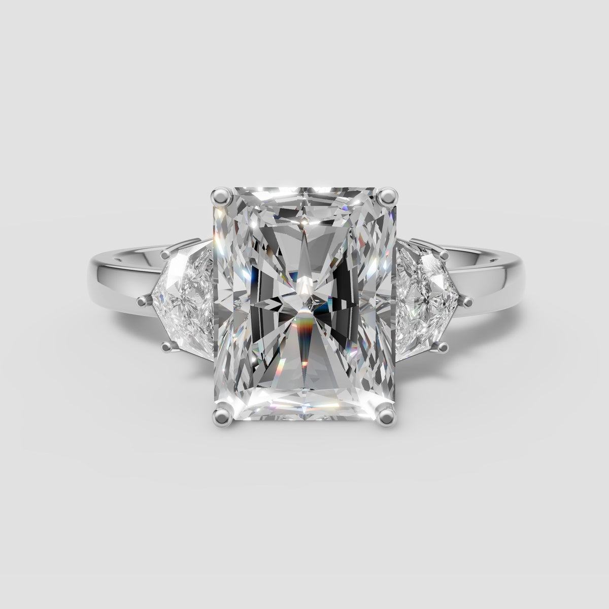 Margot Radiant Three Stone in White Gold