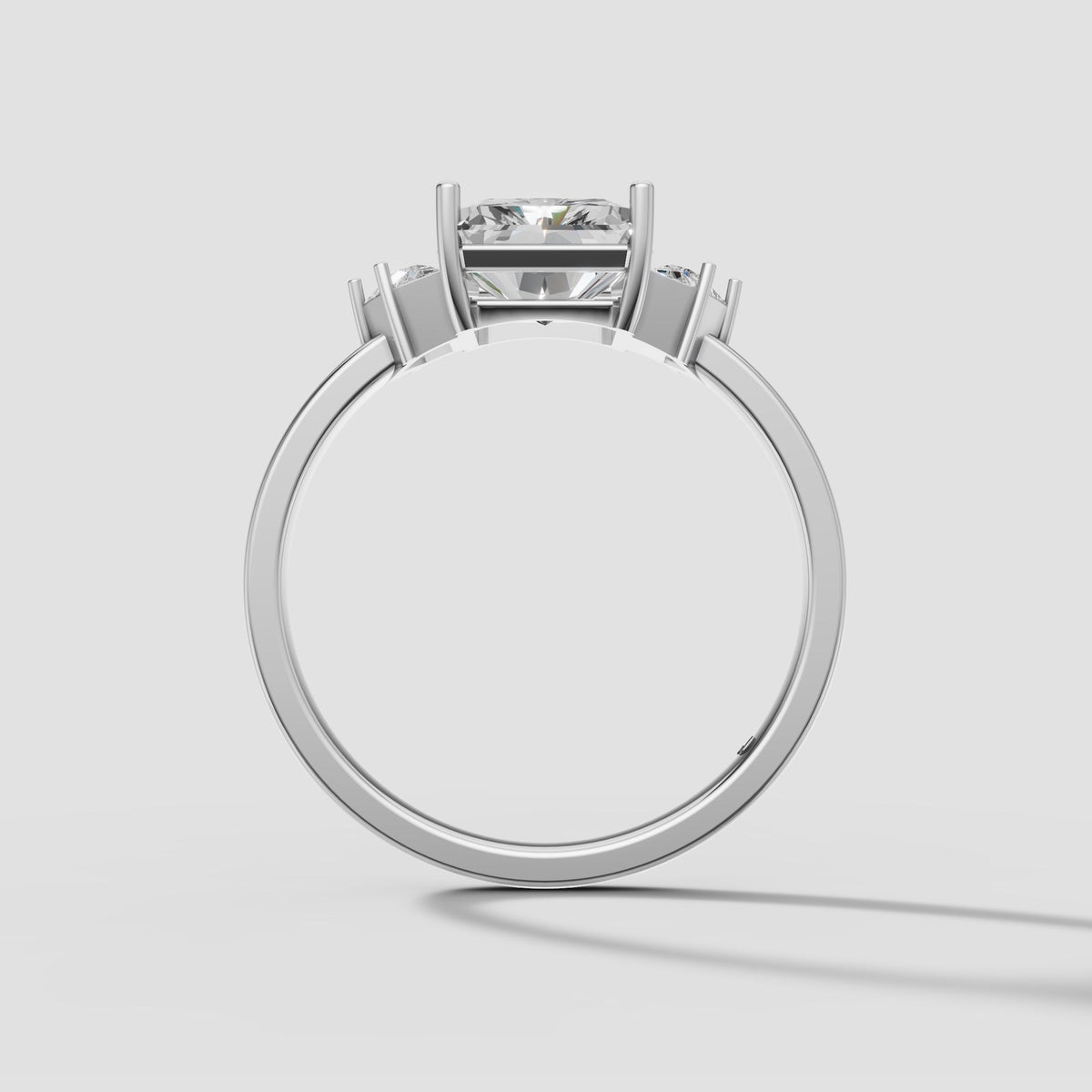 Margot Radiant Three Stone in White Gold