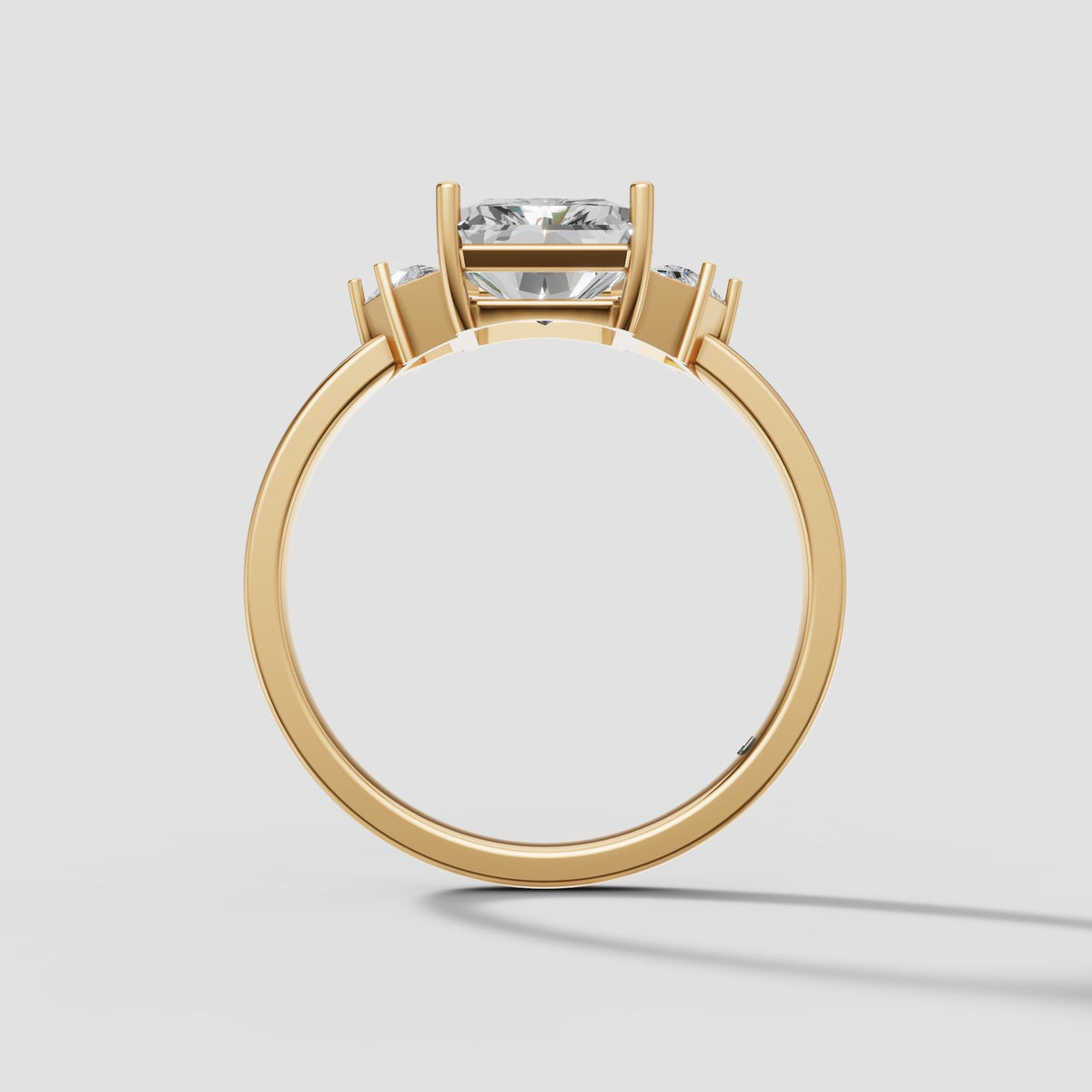 Margot Radiant Three Stone in Yellow Gold