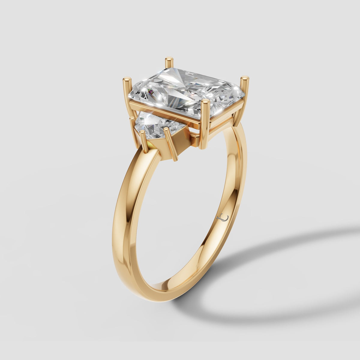 Margot Radiant Three Stone in Yellow Gold