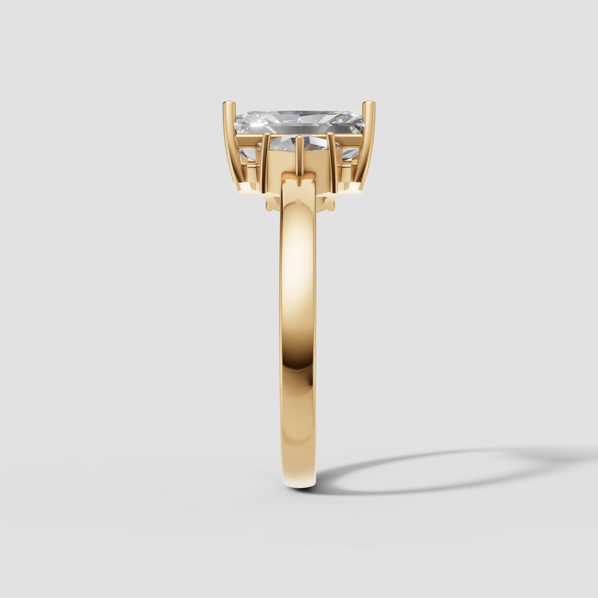 Margot Radiant Three Stone in Yellow Gold