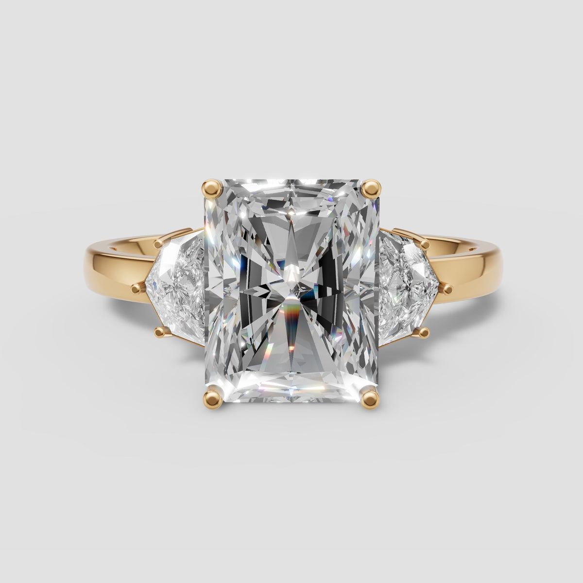 Margot Radiant Three Stone in Yellow Gold