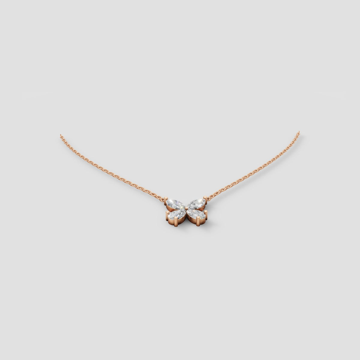 Marquise Butterfly Pendant in Rose Gold