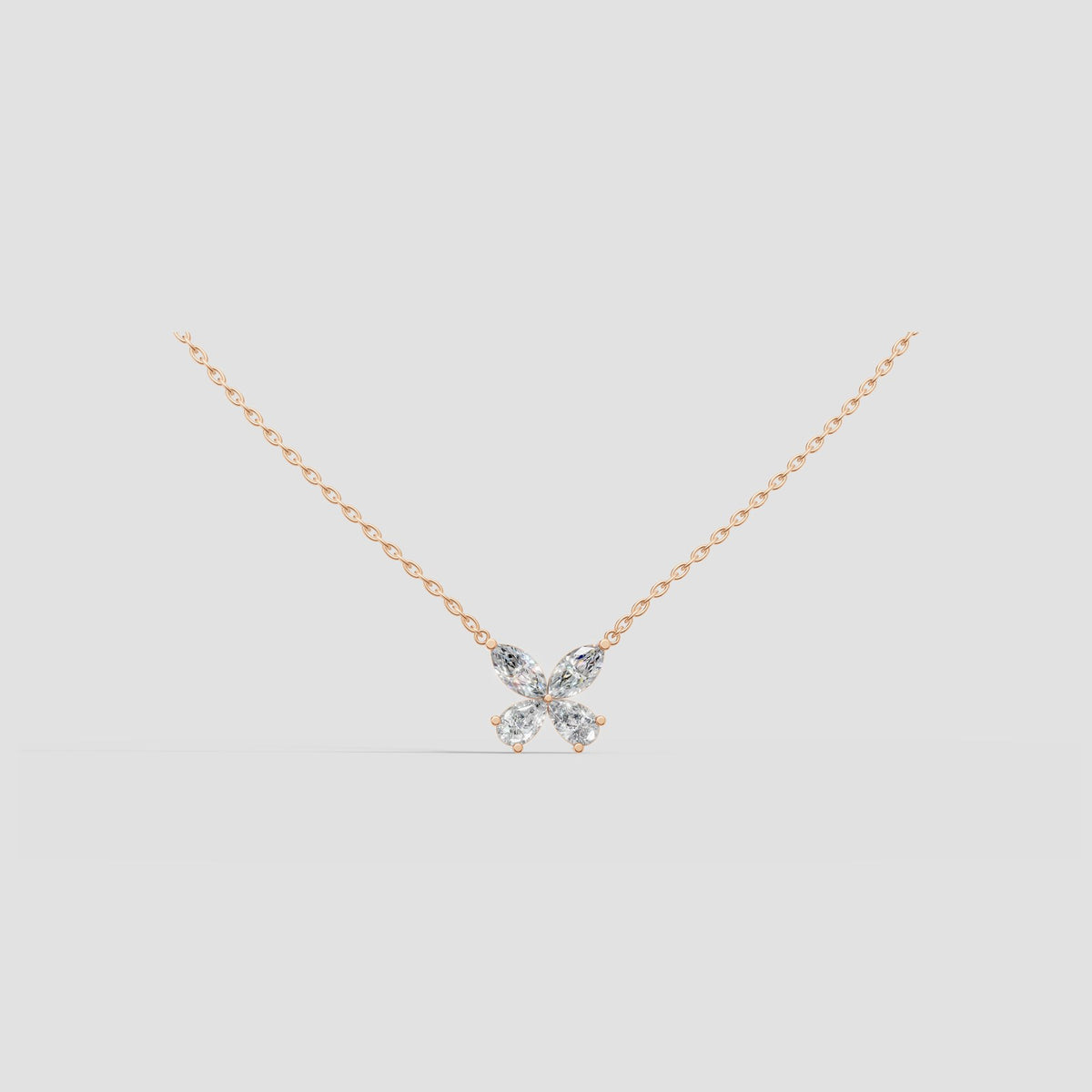 Marquise Butterfly Pendant in Rose Gold