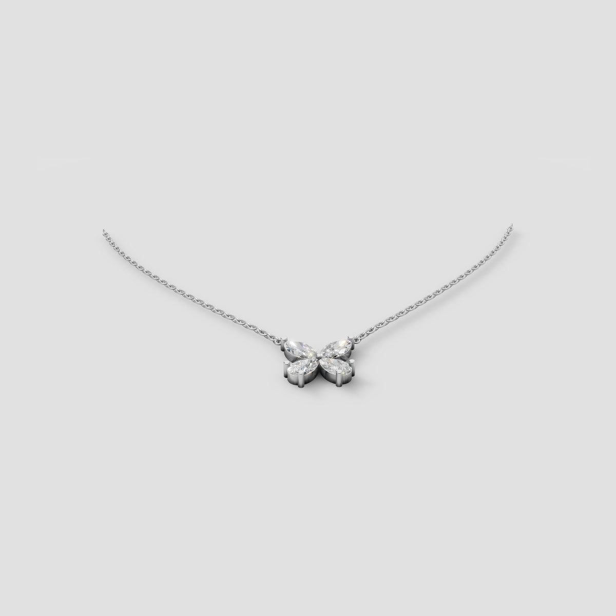 Marquise Butterfly Pendant in White Gold