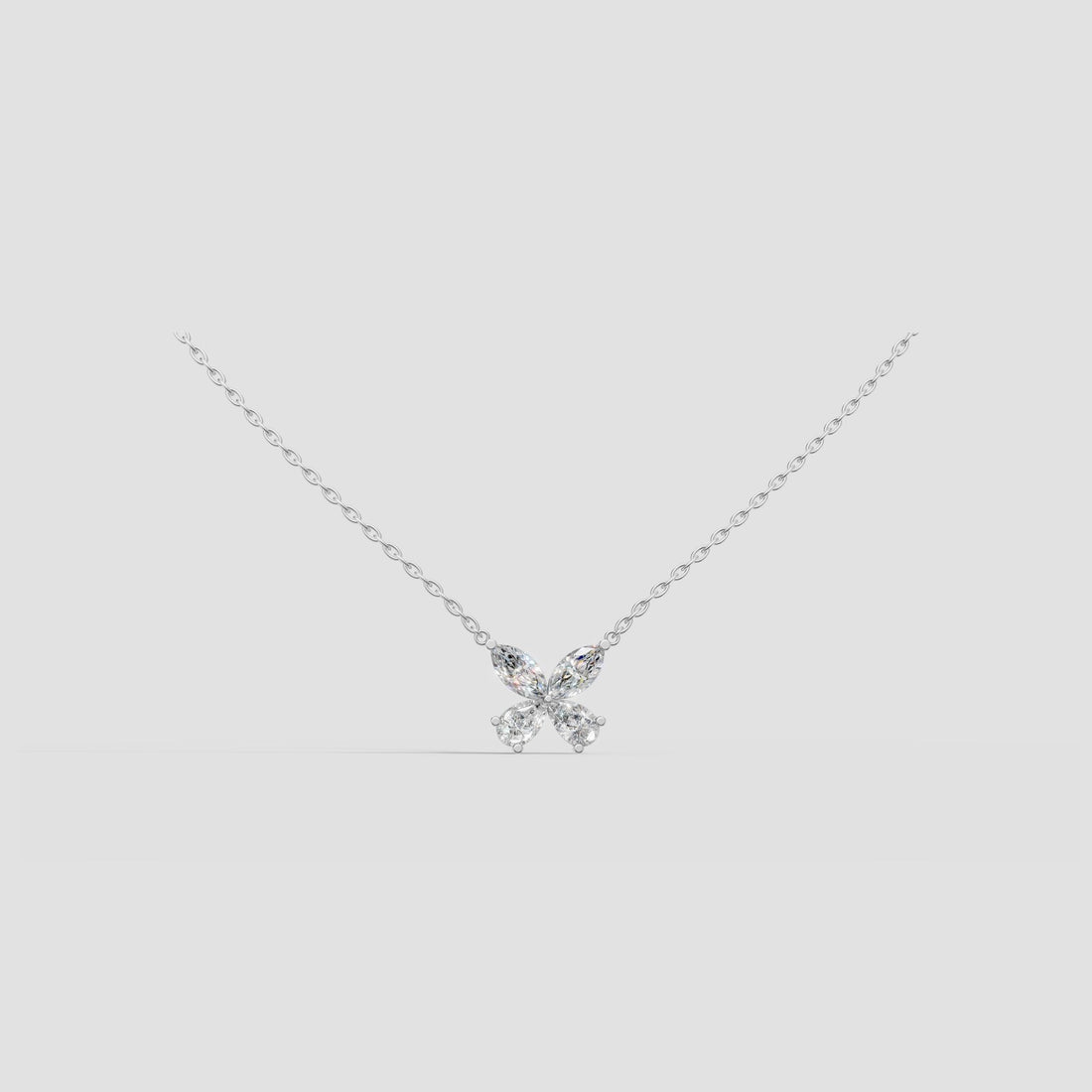 Marquise Butterfly Pendant in White Gold