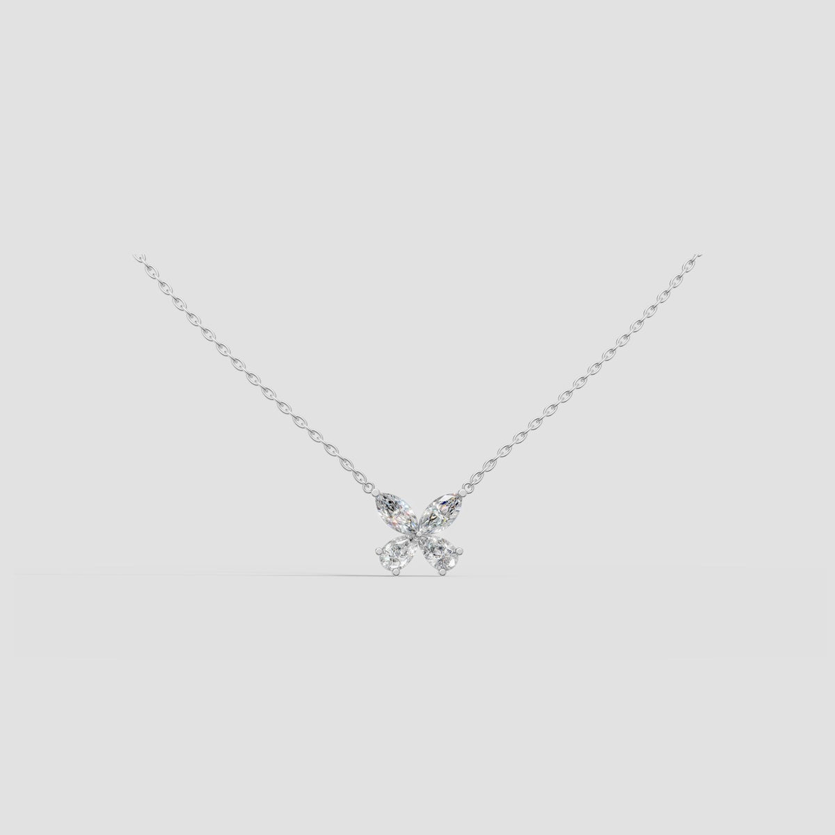 Marquise Butterfly Pendant in White Gold
