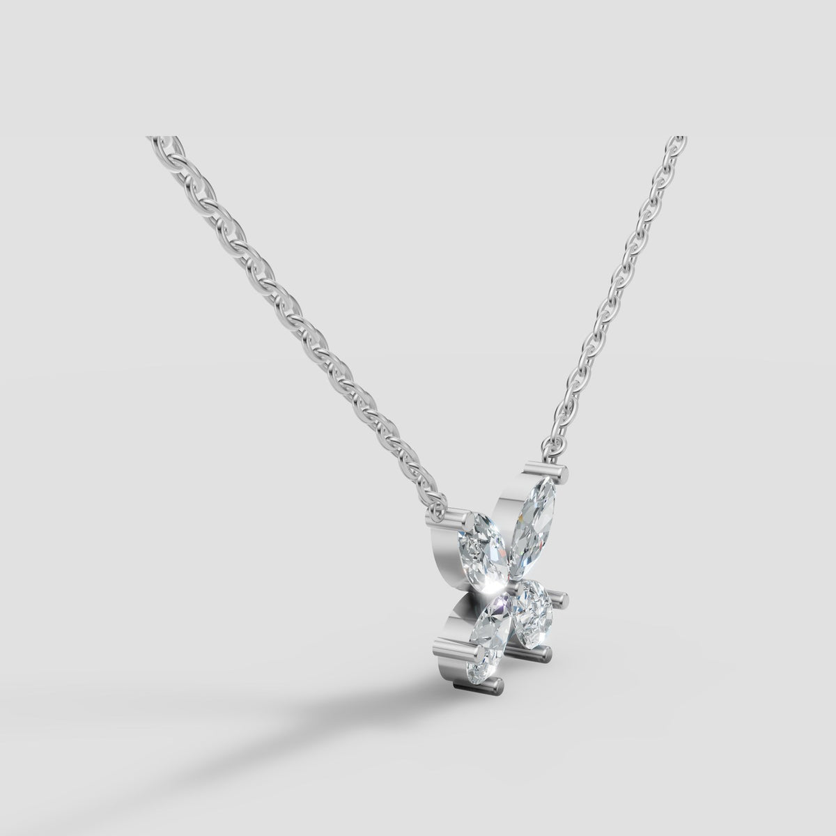 Marquise Butterfly Pendant in White Gold