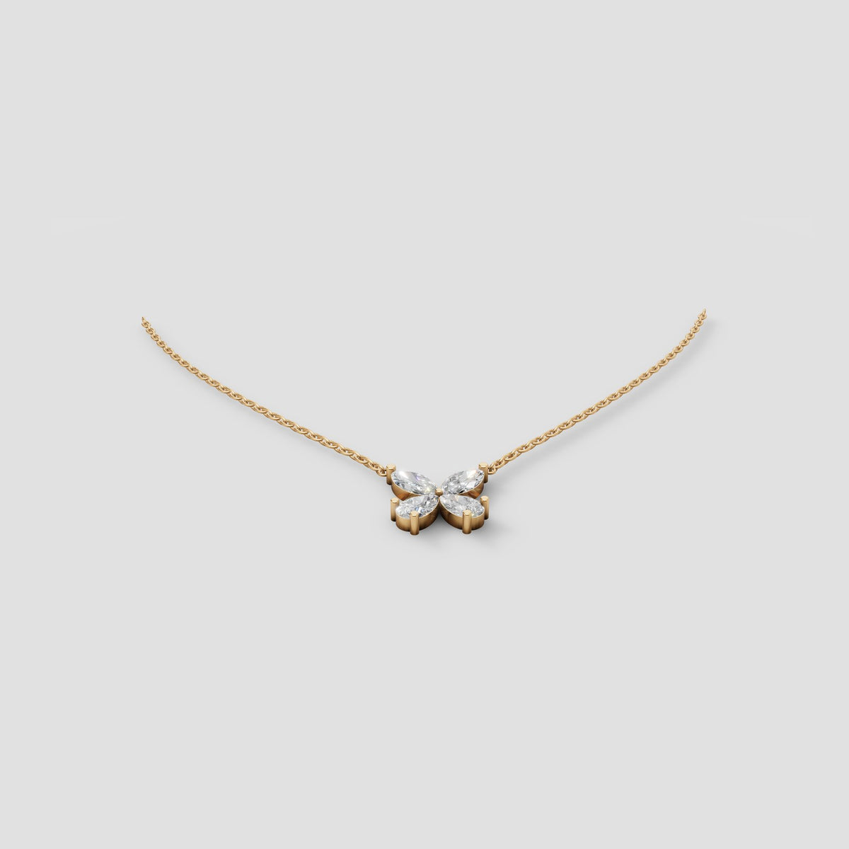 Marquise Butterfly Pendant in Yellow Gold