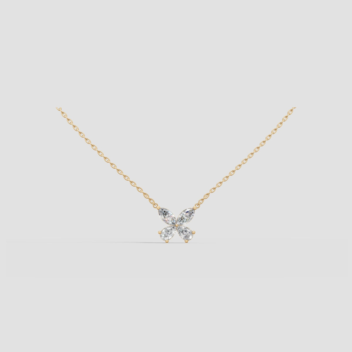 Marquise Butterfly Pendant in Yellow Gold