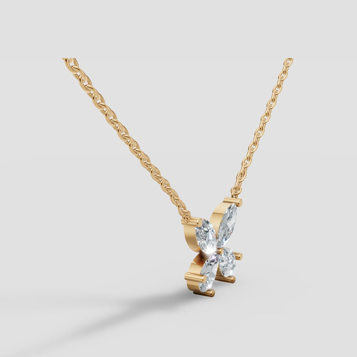 Marquise Butterfly Pendant in Yellow Gold