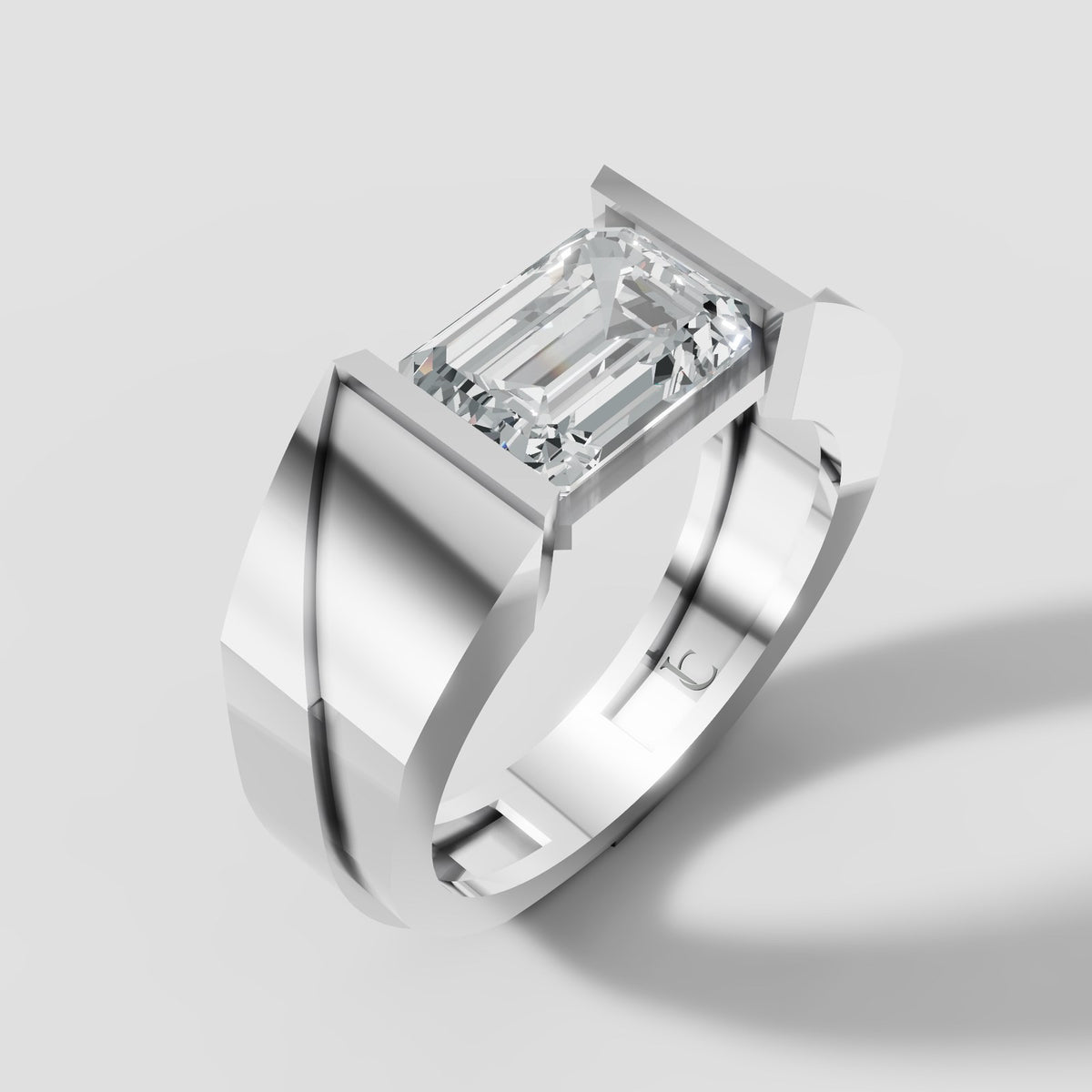 Maxim Emerald Signet in White Gold