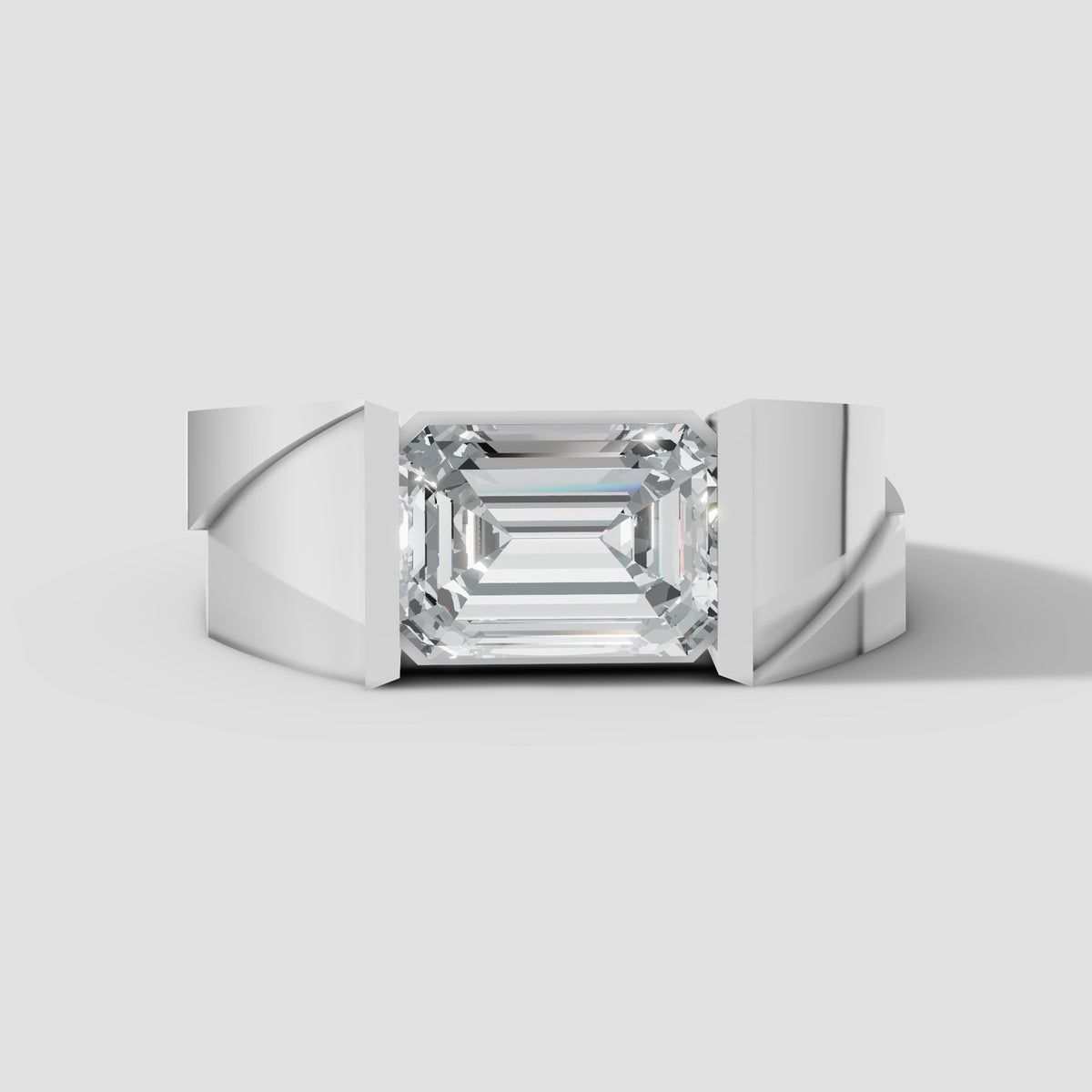 Maxim Emerald Signet in White Gold