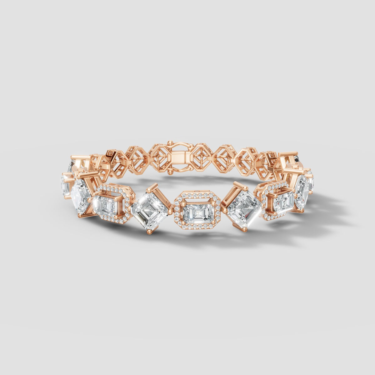 Mixed Cut Station Bracelet in Rose Gold